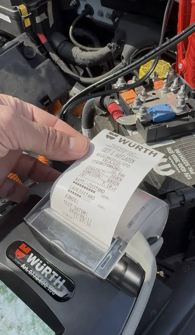 Batterietest mit Ausdruck